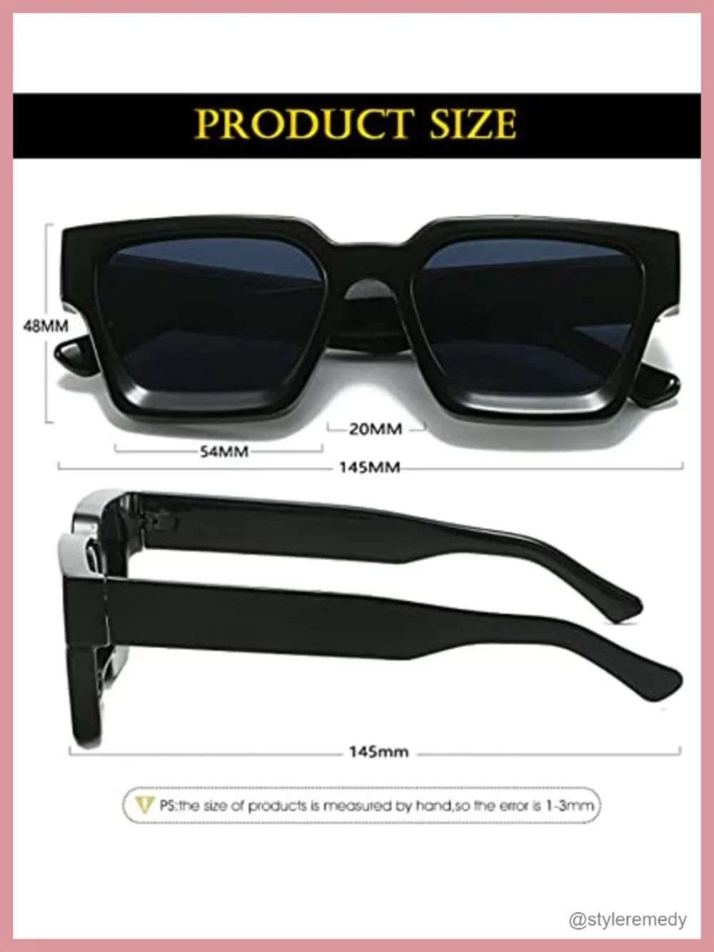 Thick Square Frame Sunglasses Chunky Rectangle UV400 Unisex